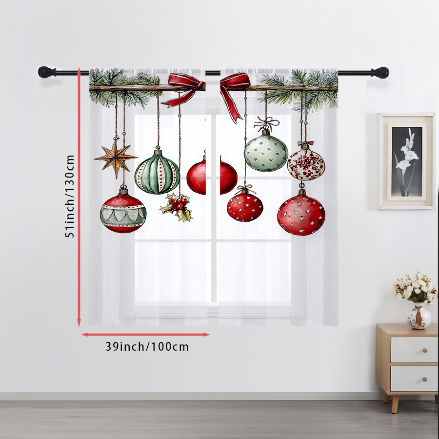 2PCS Christmas Winter Sheer Cu - đánh giá và giá Curtain Rods