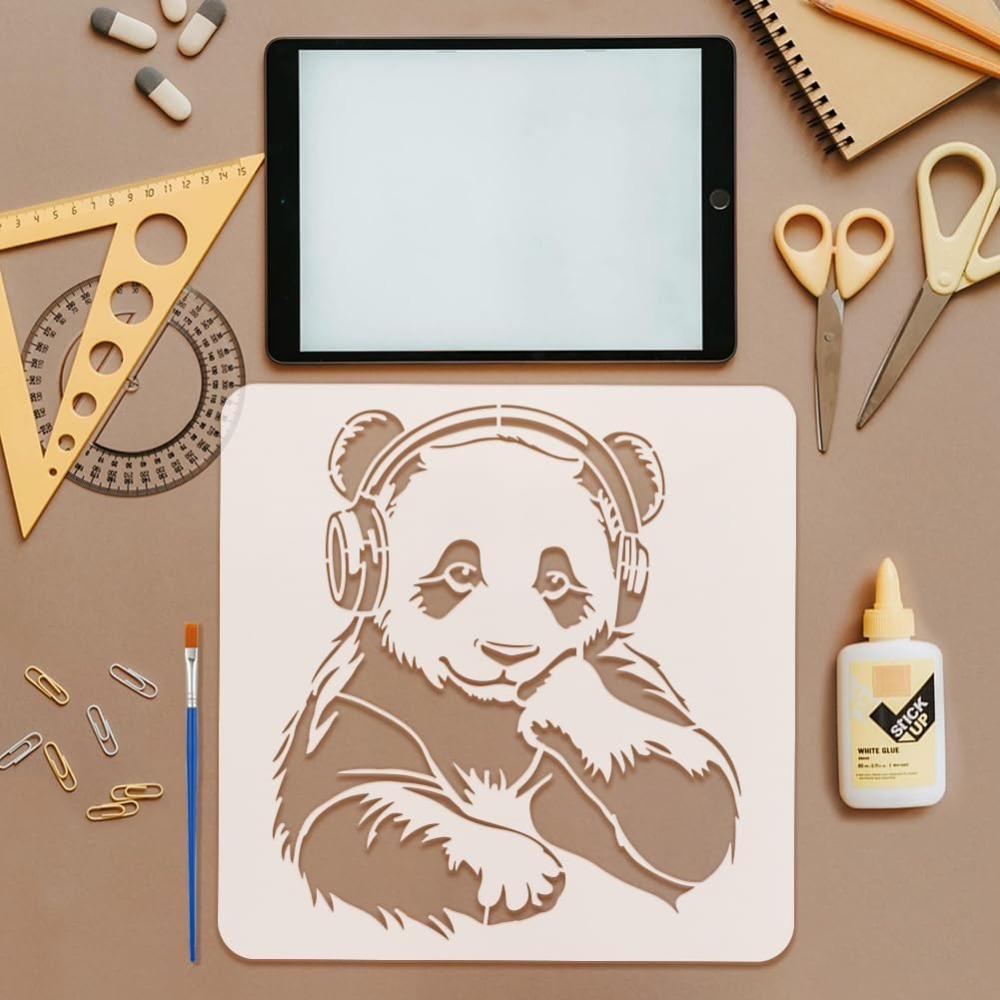 Panda Stencil with a Paint Bru - đánh giá và giá Paint Brush