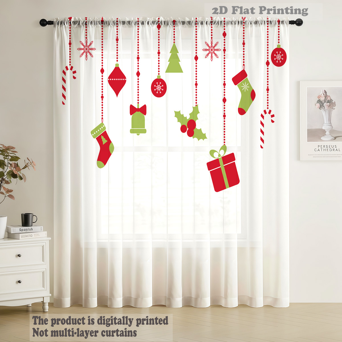 Christmas Sheer Voile Window C - đánh giá và giá Curtain Rods